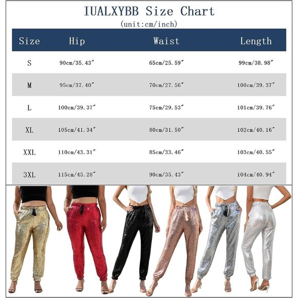 Womens Large Silver Polyester Glitter Sequin Joggers Pants - Picture 2 of 6